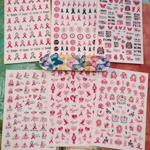 SOLD! NEW! Breast Cancer/Pink Ribbon Awareness Nail Decals Set of 6